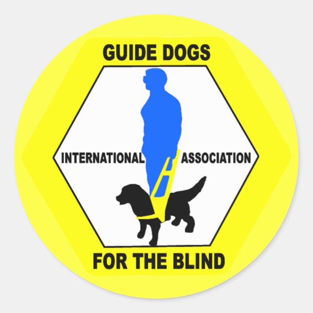 STICKER ROND GUIDE CHIENS AVEUGLES PERSONNES (Devant)