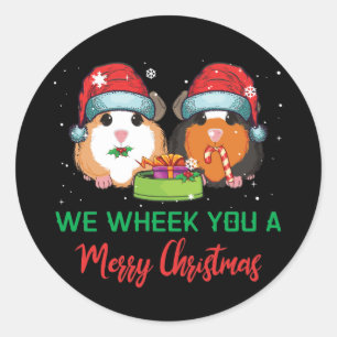 Sticker Rond Guinée Pig Wheels You A Joyeux Noël