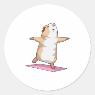 Sticker Rond Guinéen Cochon Yoga Méditation Fitness