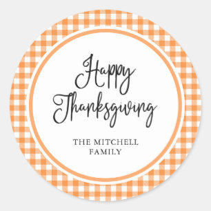 Sticker Rond Guingan orange du bon thanksgiving