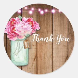 Sticker Rond Guirlande de lumières roses et fleurs en pots Maso