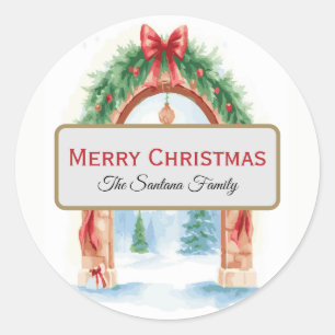 Sticker Rond Guirlande de Noël à l'aquarelle sur arche personna