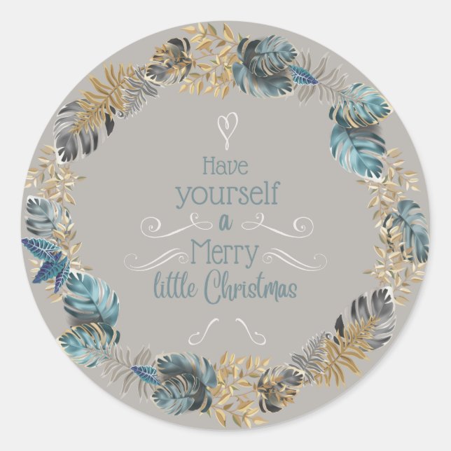 Sticker Rond Guirlande de Noël Tropicale Boho moderne (Devant)