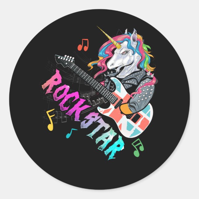 Sticker Rond Guitar Rockin' Music Singer (Devant)