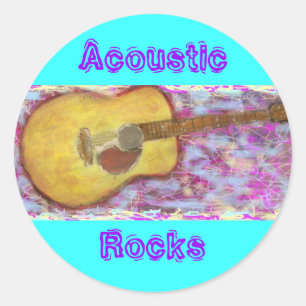 Sticker Rond Guitare acoustique de roches