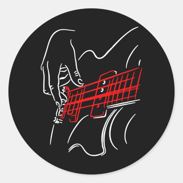 Sticker Rond Guitare acoustique Guitare Basse Lecteur Musicien (Devant)