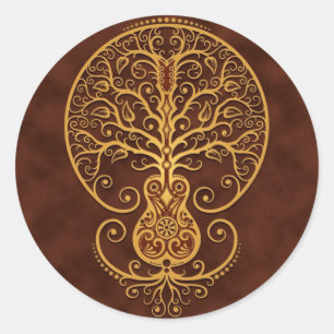 Sticker Rond Guitare, Brown doré