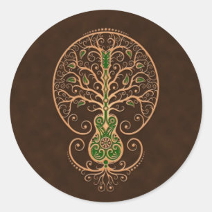 Sticker Rond Guitare Brown et verte