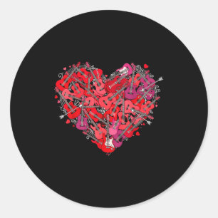 Sticker Rond Guitare cœur Amour Saint-Valentin Guitariste Joueu
