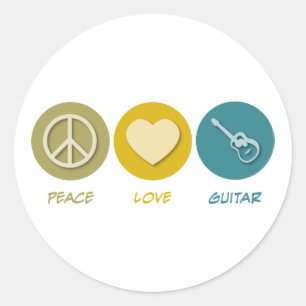 Sticker Rond Guitare d'amour de paix