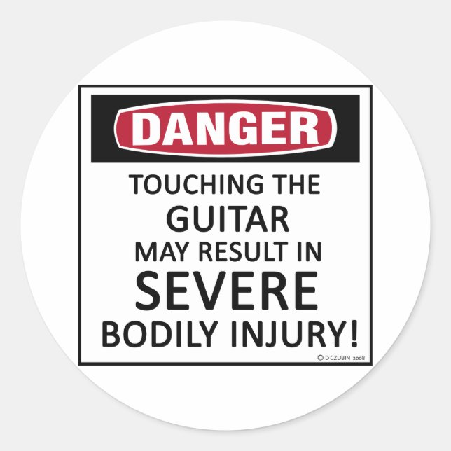 Sticker Rond Guitare de danger (Devant)