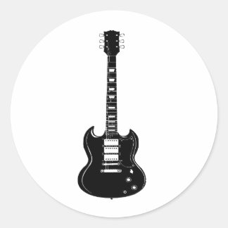 Sticker Rond Guitare électrique et acoustique Rock and Roll car