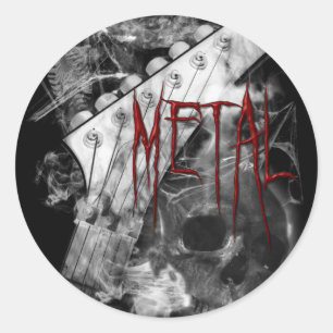Sticker Rond Guitare en métal mort