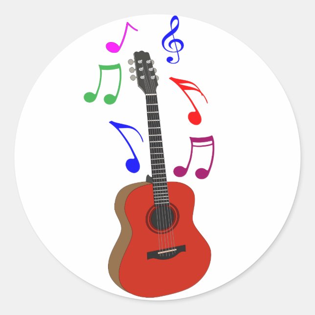 Sticker Rond guitare et musique (Devant)