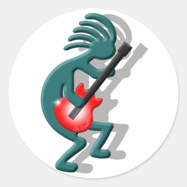 Sticker Rond Guitare Kokopelli (Devant)