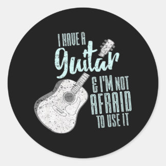 Sticker Rond Guitare Lover Guitariste Musicien Drôle