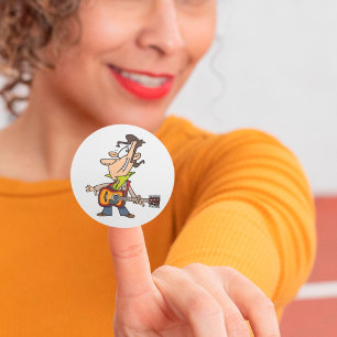 Sticker Rond Guitare Man Rockstar