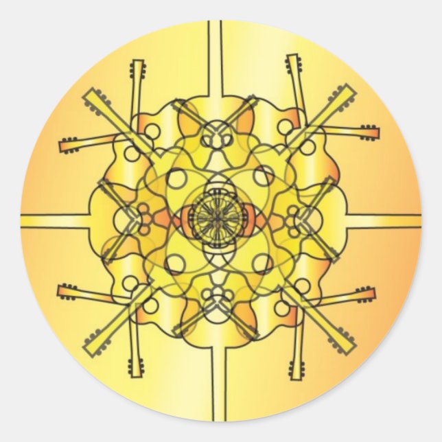Sticker Rond Guitare Mandala (Devant)