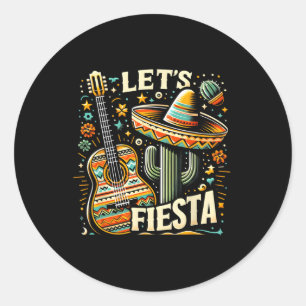 Sticker Rond Guitare Mexicaine Cinco De Mayo Cactus Pour Hommes