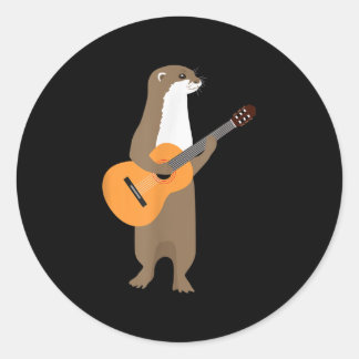Sticker Rond Guitare Otter Animal Enfants Guitariste Art Out