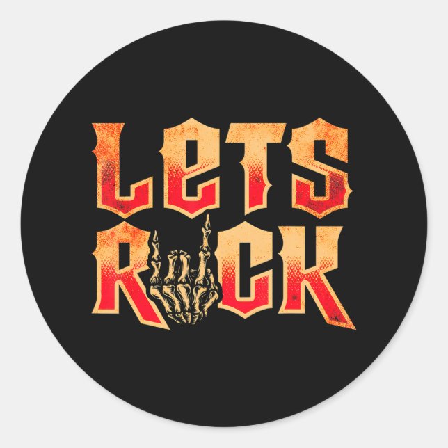Sticker Rond Guitare Rock n Roll (Devant)
