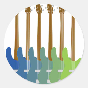 Sticker Rond Guitares basses colorées