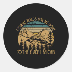 Sticker Rond Guitares Country Roads Take Me Accueil Citations M