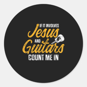 Sticker Rond Guitariste chrétien de l'Église de Jésus Guitar
