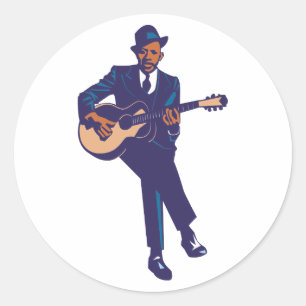 Sticker Rond Guitariste de Blues