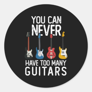 Sticker Rond Guitariste Guitar Music Gift Actuel Idée