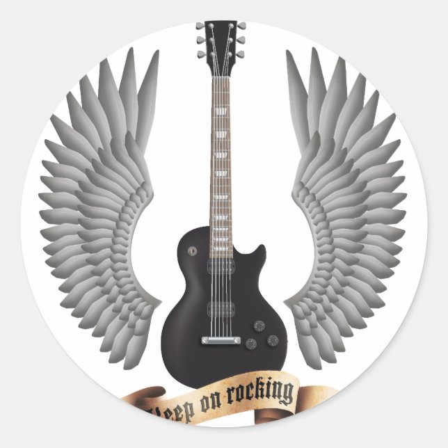 Sticker Rond Guitars and wings black (Devant)