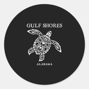 Sticker Rond Gulf Shores Alama Rétro Tortue de Mer Garçons Fill