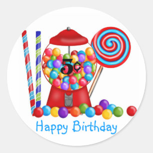 Sticker Rond Gumball Machine Candy Lollipop