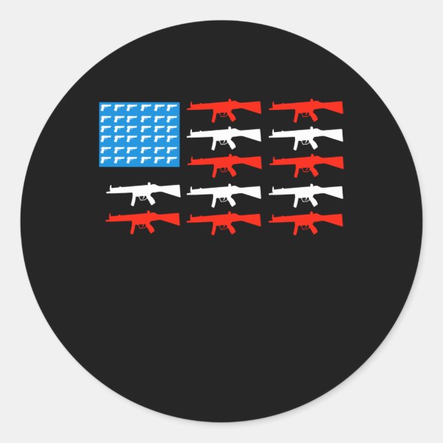 Sticker Rond Guns Flag USA Gun Owners Gun Rights (Devant)
