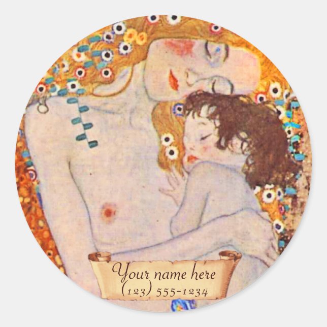 Sticker Rond Gustav Klimt Ages de la Femme Plaque d'accueil (Devant)