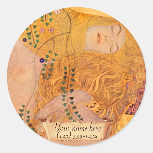 Sticker Rond Gustav Klimt L'Hydra...(Sirène) Plaque (Devant)