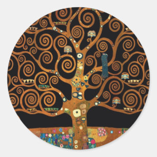 Sticker Rond Gustav Klimt, sous l'arbre de la vie