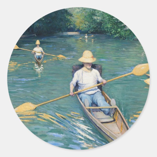 Sticker Rond Gustave Caillebotte - Skiffs on the Yerres (Devant)