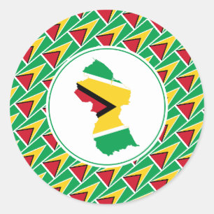 Sticker Rond GUYANA DRAPEAU Guyanais Carte Stylish Patriotique