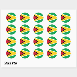 Sticker Rond Guyana & Guyana drapeau patriotes, vacances / spor