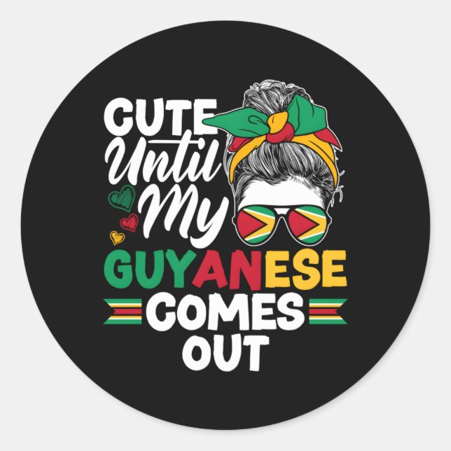 Sticker Rond Guyana Guyana Guyana Guyana Drapeau Jusqu'À Mon Gu (Devant)