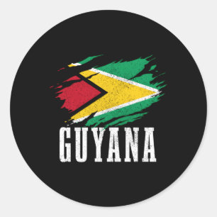 Sticker Rond Guyana Pride Guyane Drapeau Racines