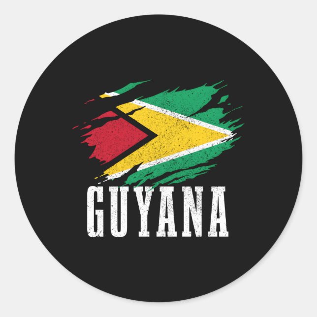 Sticker Rond Guyana Pride Guyane Drapeau Racines (Devant)