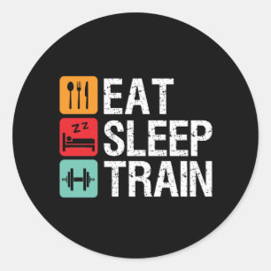 Sticker Rond Gymnase Motivation Exercice Fitness Manger Sleep T