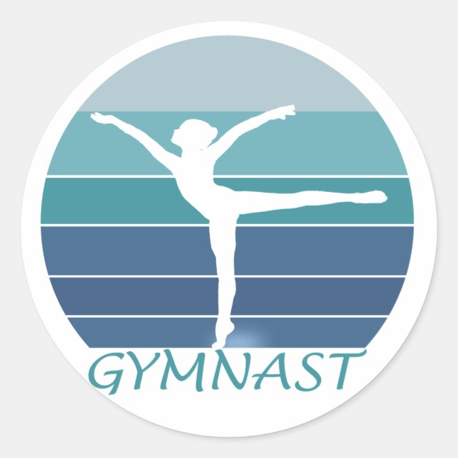 STICKER ROND GYMNAST - J'AIME LA GYMNASTIQUE. (Devant)