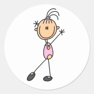 Sticker Rond Gymnaste féminine en rose