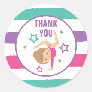 Sticker Rond Gymnastique Anniversaire Merci Favoriser Classic R