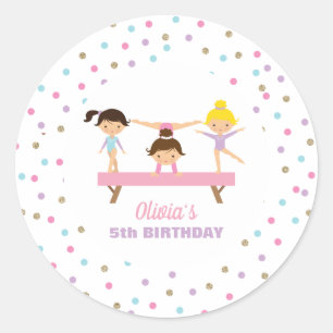 Sticker Rond Gymnastique anniversaire pastel