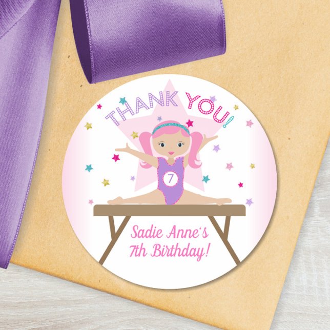Sticker Rond Gymnastique Jump Anniversaire fête Merci de cheveu (Créateur téléchargé)
