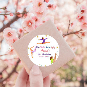 Sticker Rond Gymnastique saut Cartwheel fête d'anniversaire fil